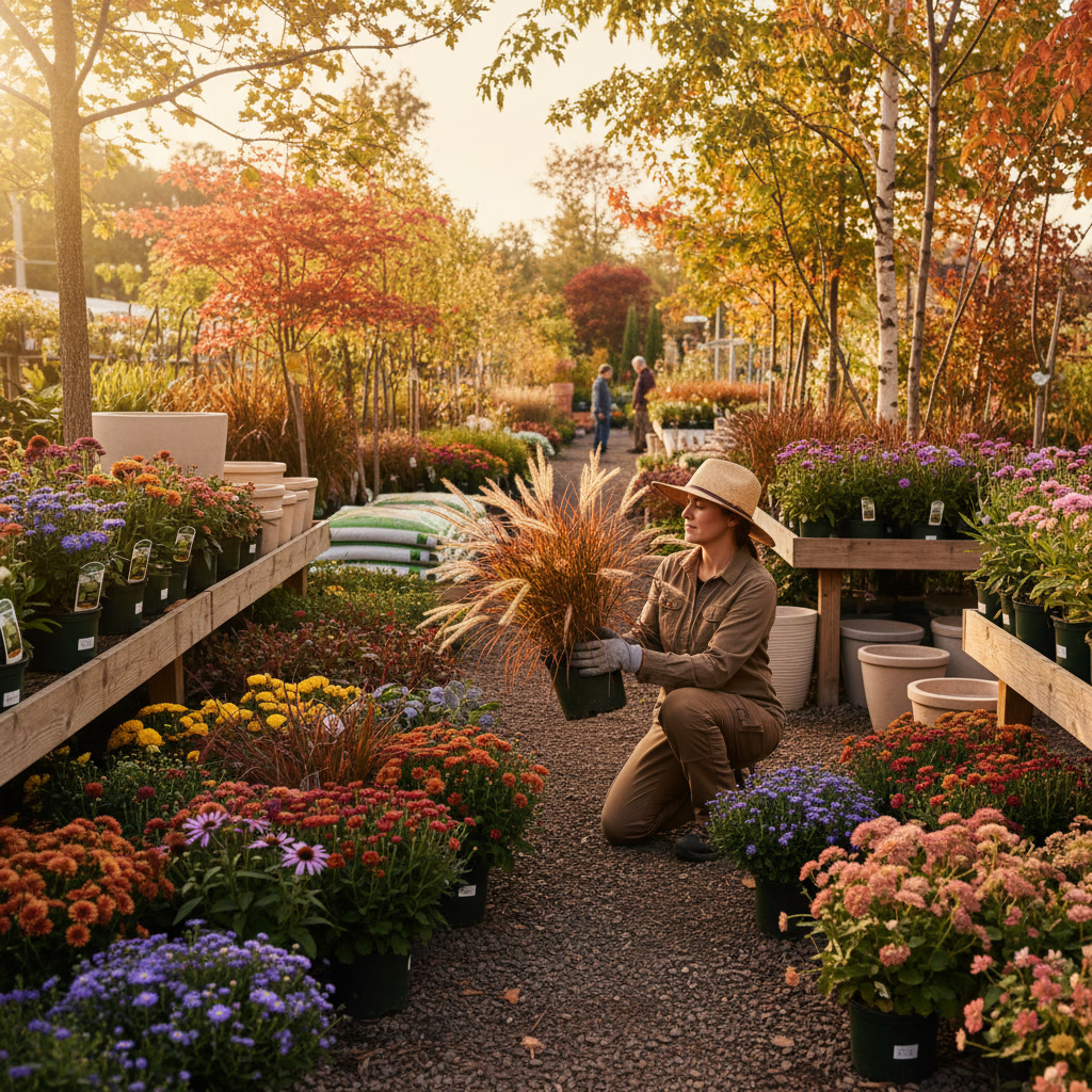 Container-grown native plants ready for fall landscape installation