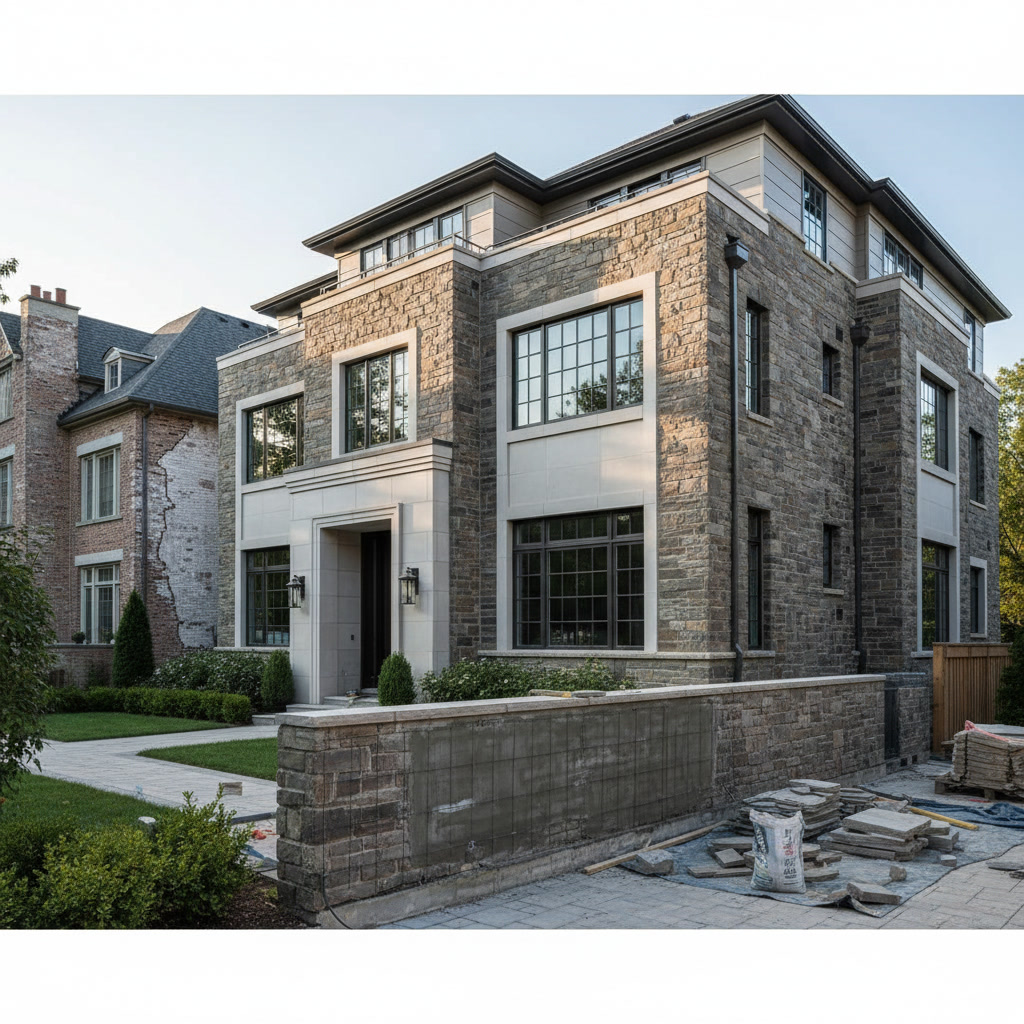 Stone veneer foundation finish transforming home exterior curb appeal