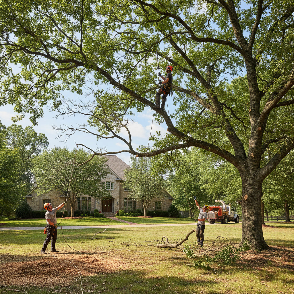 Professional tree pruning service improving tree health and safety in Massachusetts landscape